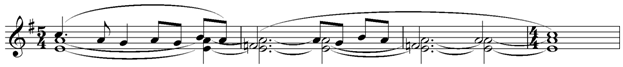 Соотношение мелодии и гармонического сопровождения в «Калинушке» того же композитора (мелодия сначала находится выше относительно аккомпанемента, а затем — ниже), становится возможным благодаря необычному применению открытой струны